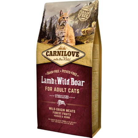 Carnilove Kat Adult Lamb og Wild Boar – Sterilised 6kg