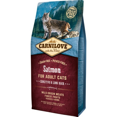 Carnilove Kat Adult Salmon – Sensitive og Long Hair 6kg