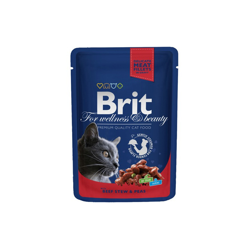 Brit Premium Cat Pouches med Bøf & Ærter 100g